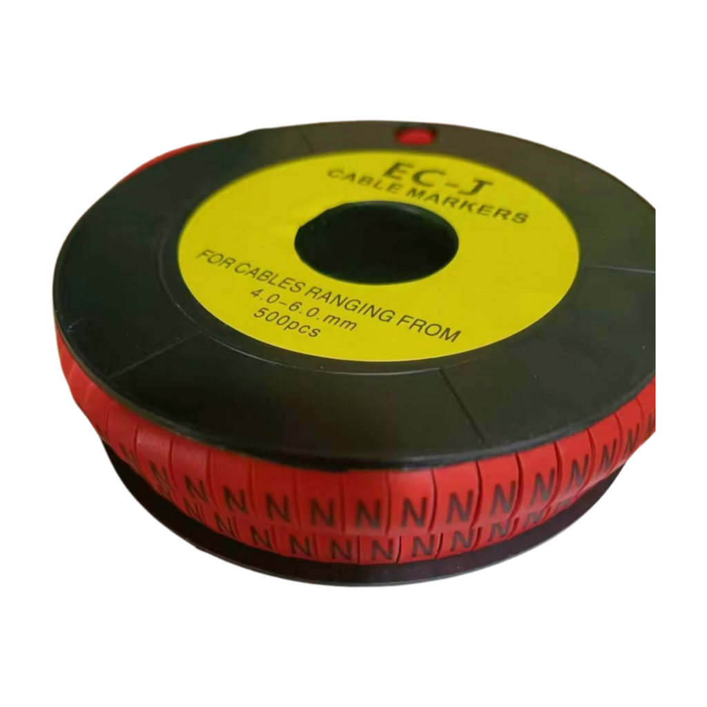 EC-J Cable Marker Ferrules | K-Type Black on Red