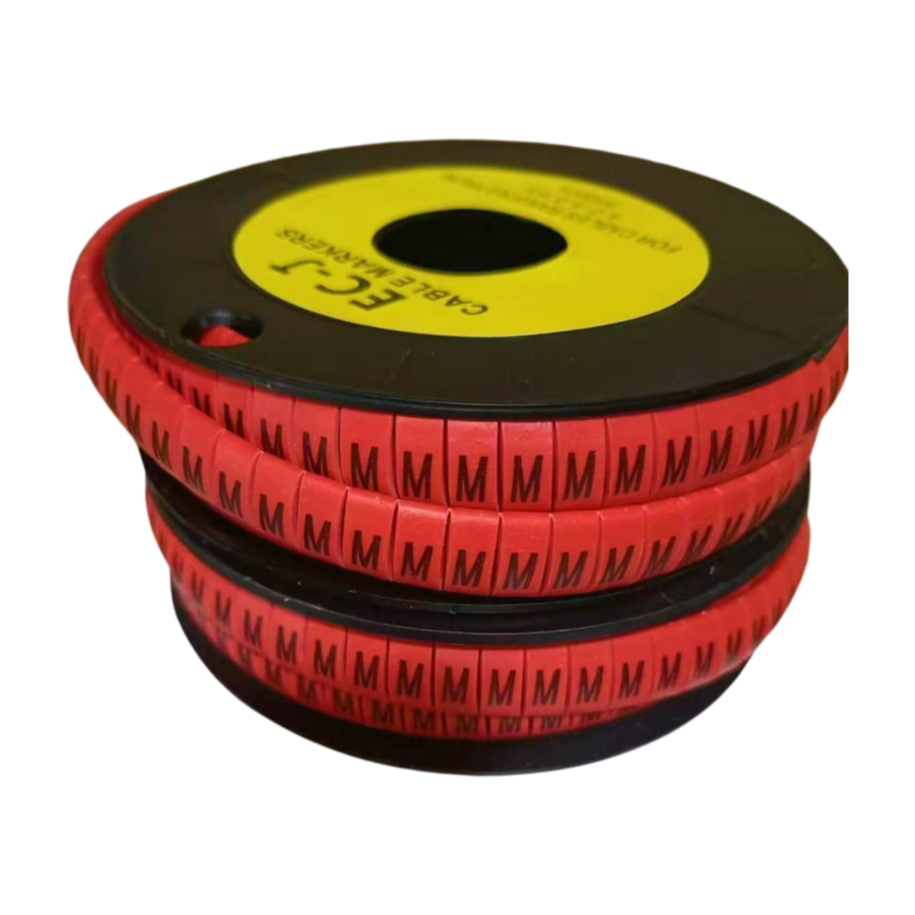 EC-J Cable Marker Ferrules | K-Type Black on Red